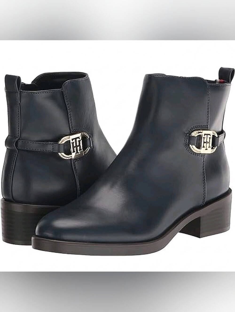 Tommy Hilfiger Navy Blue Imiera Ankle Boots - Equestrian - Block Heel - Size 8